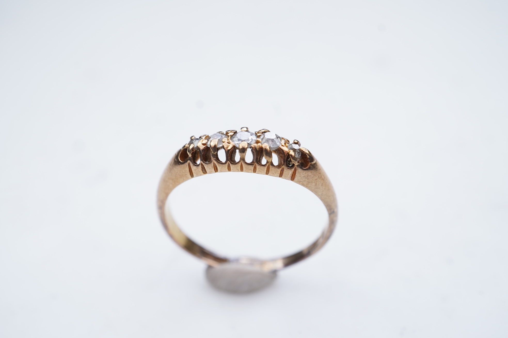 A Victorian five-stone diamond ring, late 19th century